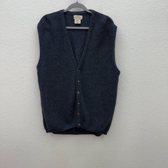 VTG St Johns Bay Blue Knit Grandpa Button Front Sweater Vest Mens sz Large Tall - Picture 1 of 5
